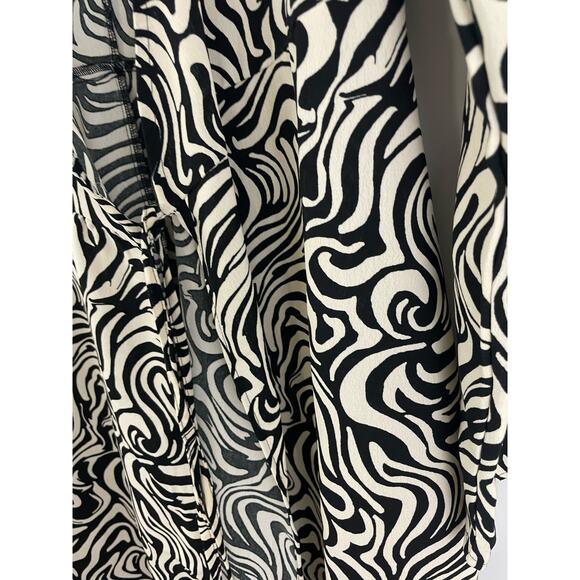 Small H&M Zebra Swirl Black White Dress Faux Wrap Maxi Geometric Women Long - Picture 4 of 6